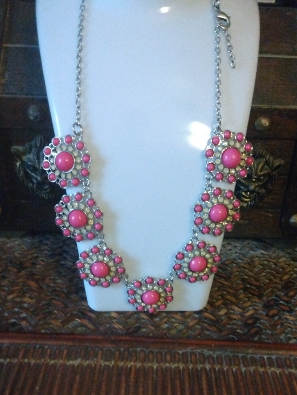 Pink Floral Statement Necklace - Women Jewelry